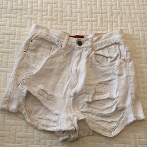Signature 8 super high waisted white denim shorts